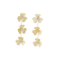 Elegant Gold Hollow Clover Flower Tassel Alloy Zircon Rhinestone Luxury Women's Statement Drop Earrings view 5