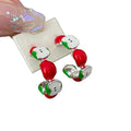 Alloy Asymmetric Apple Enamel Rhinestone Stud Earrings Pastoral Sweet Forest Style view 5