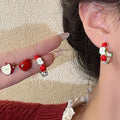 Alloy Asymmetric Apple Enamel Rhinestone Stud Earrings Pastoral Sweet Forest Style view 4