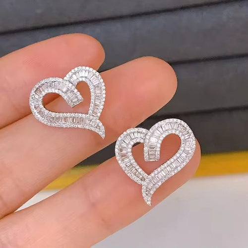 Light Luxury Hollow Heart Stud Earrings For Women, Elegant Princess Style Fashion Jewelry