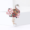 Alloy Rhinestone Flamingo Brooch Pin For Women Clothing Decoration view 2