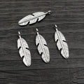 Alloy Feather Small Pendant Charm DIY Jewelry Findings For Necklace Bracelet Making 28x8mm 1g view 2