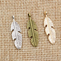 Alloy Feather Small Pendant Charm DIY Jewelry Findings For Necklace Bracelet Making 28x8mm 1g view 4