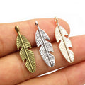 Alloy Feather Small Pendant Charm DIY Jewelry Findings For Necklace Bracelet Making 28x8mm 1g view 1