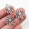 Alloy Flower Double Dangle Small Pendant DIY Jewelry Charm For Necklaces Bracelets 25x19mm 1g view 4