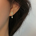 Elegant French Vintage Oval Geometric Pendant Drop Earrings For Women, Petite Statement Jewelry view 3