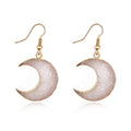 Gold Tone Crescent Moon Crystal Cluster Drop Earrings in Three Colors view 6