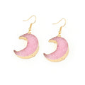 Gold Tone Crescent Moon Crystal Cluster Drop Earrings in Three Colors view 8