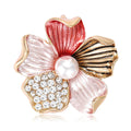 Alloy Enamel Rhinestone Four Color Flower Brooch Pin For Suit Fastening view 1