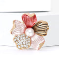 Alloy Enamel Rhinestone Four Color Flower Brooch Pin For Suit Fastening view 2