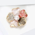 Alloy Enamel Rhinestone Four Color Flower Brooch Pin For Suit Fastening view 3