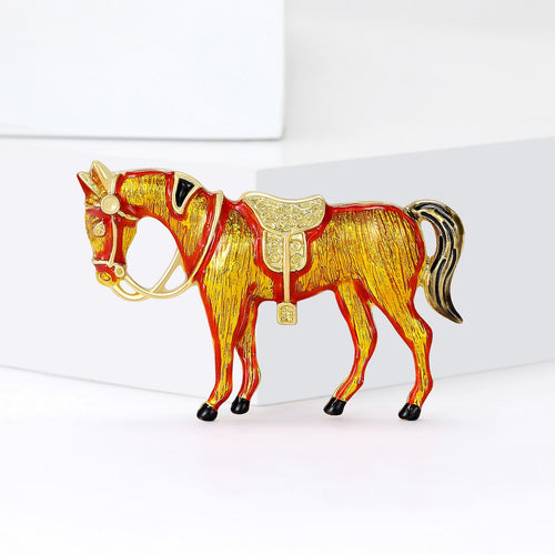 Alloy Enamel Horse Brooch Pin For Suit And Coat Decoration
