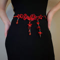 Chinese Style Crystal Beaded Acrylic Flower Layered Necklace And Waist Chain Belt view 1