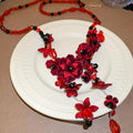 Chinese Style Crystal Beaded Acrylic Flower Layered Necklace And Waist Chain Belt view 4