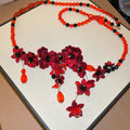 Chinese Style Crystal Beaded Acrylic Flower Layered Necklace And Waist Chain Belt view 2