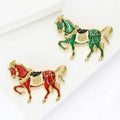 Metal Alloy Enamel Horse Brooch Pin For Suit And Coat Decor view 3