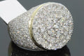 Two Tone Full Pave Round Face Gold Edge Mens Band Ring view 2