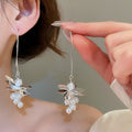Vintage Chic Faux Pearl Grape Cluster Floral Drop Earrings Light Luxury Elegant Jewelry view 3