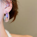 Iridescent Acrylic U Shape Oval Geometric Vacation Style Drop Earrings view 3