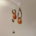 Vintage Tiger Eye Stone Resin Round Asymmetric Pendant Drop Earrings With Silver Posts view 2