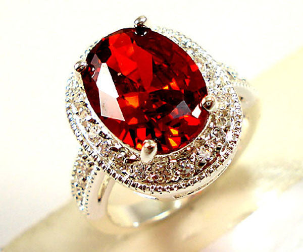 Silver Oval Halo Cocktail Ring Red Green Clear Centers