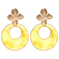 Metallic Resin Flower Round Hollow Drop Earrings With Silver Pins In European Style view 5