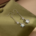 Elegant Alloy Rhinestone Gradient Blue Five Point Star Tassel Drop Dangle Sweet Fashion Earrings view 3