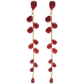 Copper Teardrop Zircon Leaf Tassel Drop Earrings With Silver Pins, Light Luxury Style view 5