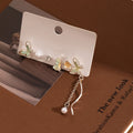 Elegant Enamel Butterfly Flower Pearl Rhinestone Tassel Stud Set For Women Fashion Alloy Silver Needle Earrings view 3
