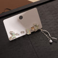 Elegant Enamel Butterfly Flower Pearl Rhinestone Tassel Stud Set For Women Fashion Alloy Silver Needle Earrings view 4