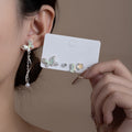 Elegant Enamel Butterfly Flower Pearl Rhinestone Tassel Stud Set For Women Fashion Alloy Silver Needle Earrings view 1