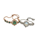 Light Luxury Alloy Geometric Round Watch Inspired Sliding Bangle With Rhinestone Accent view 5