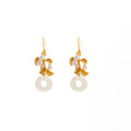Elegant Vintage Chinese Style Gold Alloy Leaf Faux Pearl Jade Donut Pendant Hanfu Drop Hook Earrings view 5