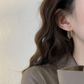 Copper V Shape Chain Tassel Drop Earrings With Silver Pins, Court Style Geometric Studs view 2