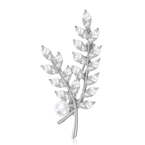 Metal Alloy Pearl Wheat Brooch With Rhinestones For Women Apparel