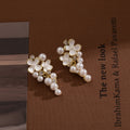 Elegant Pearl Flower Tassel Studs With Rhinestone Zircon Enamel Petals Luxury Alloy Earrings view 2