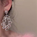 Alloy Rhinestone Hollow Teardrop Drop Earrings Light Luxury Minimalist Jewelry for Women view 4