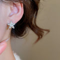 Light Luxury Zircon Crystal Flower Stud Earrings With Silver Needles For Women view 3