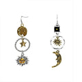 Vintage Asymmetric Sunflower Moon Alloy Long Drop Earrings For Women Ethnic Light Luxury Jewelry view 5