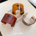 European Style Acetate Plastic Marbled Open Cuff Bangle Minimalist Round Fashion Jewelry view 3