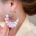 Copper Shell Geometric Round Tassel Hoop Earrings For Beach Vacation Sweet Style view 4