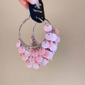 Copper Shell Geometric Round Tassel Hoop Earrings For Beach Vacation Sweet Style view 3