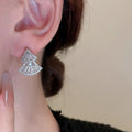 Korean Sparkling Stud Earrings For Women, Movable Triangle Geometric Fashion Jewelry view 3