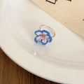 Alloy Rhinestone Enamel Hollow Flower Open Ring For Women Light Luxury Fairy Style Jewelry view 4