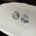 Light Luxury Copper Zircon Leaf Geometric Round Clip-on Earrings For Women view 2