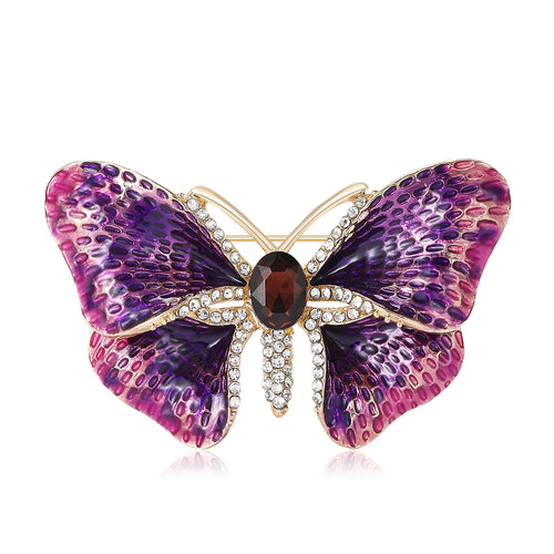 Alloy Enamel Rhinestone Butterfly Brooch For Elegant Clothing Decoration