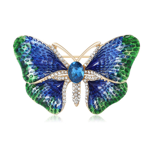 Alloy Enamel Rhinestone Butterfly Brooch For Elegant Clothing Decoration