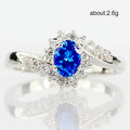 Silver-Tone Oval Crystal Halo Ring In Nine Vivid Colors view 5