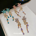 Light Luxury Alloy Rhinestone Flower Butterfly Teardrop Tassel Drop Earrings For Women view 4