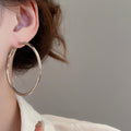 Smooth Metal Geometric Round Hoop Earrings Minimalist Fashion Jewelry For Women view 4